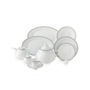 سرویس چینی  زرین 108 پارچه کامل وایت رز