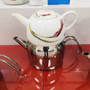 کتری و قوری استیل + چینی کرکماز مدل پرویتا  کد 02 - 105 - Korkmaz Provita