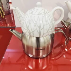 کتری و قوری استیل مات + چینی کرکماز مدل پرویتا  کد 03 - 105 - Korkmaz Provita