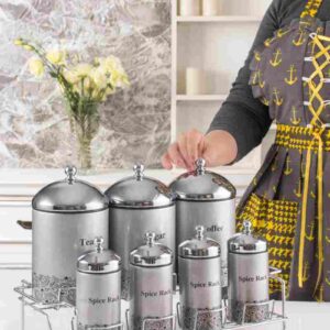 سرویس ادویه/پاسماوری ریور ۸ پارچه نقره ای درب کروم RIVER مدل: 5233